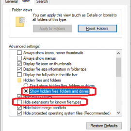 Fisiere Hidden in Windows 10